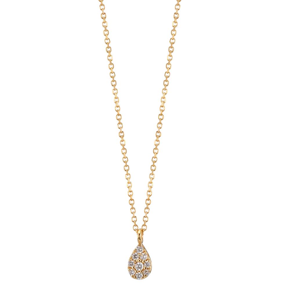 Collier 750/18K geel goud Diamant 0.04 ct, 9 Steen, w-si 42-45 cm
