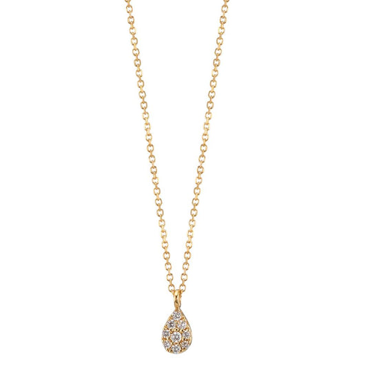 Collier 750/18K geel goud Diamant 0.04 ct, 9 Steen, w-si 42-45 cm
