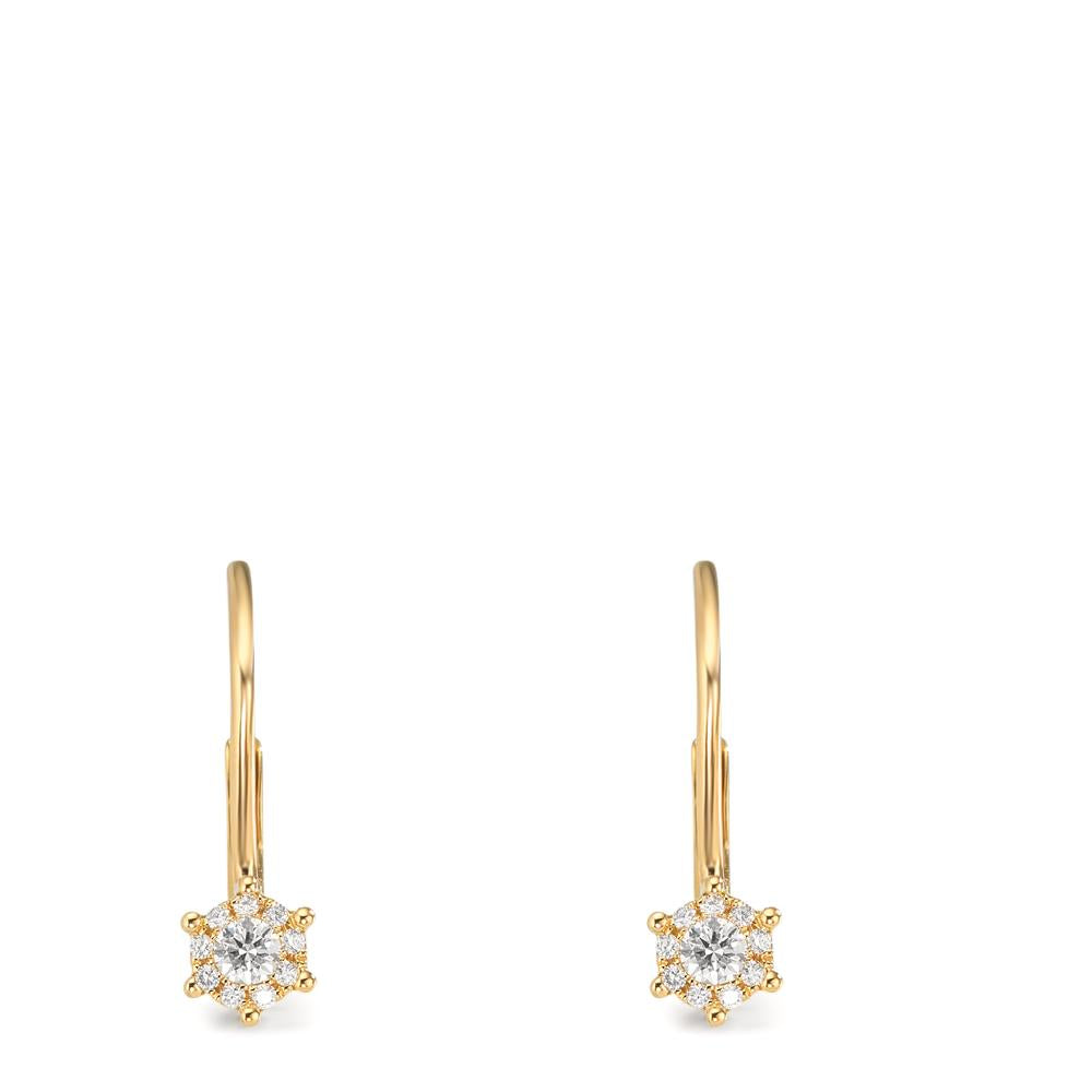Oorbellen 750/18K geel goud Diamant 0.17 ct, 2 Steen, w-si