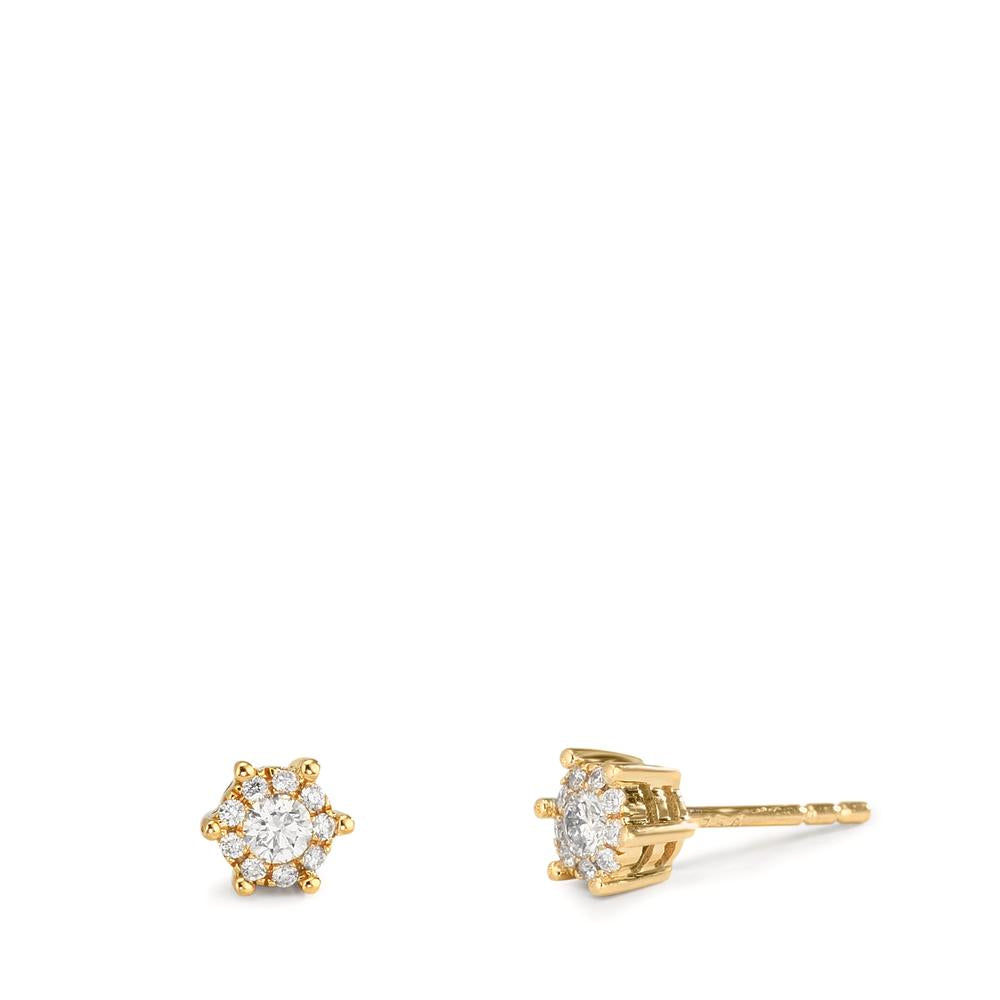 Oorknoppen 750/18K geel goud Diamant 0.17 ct, 2 Steen, w-si Ø4.5 mm
