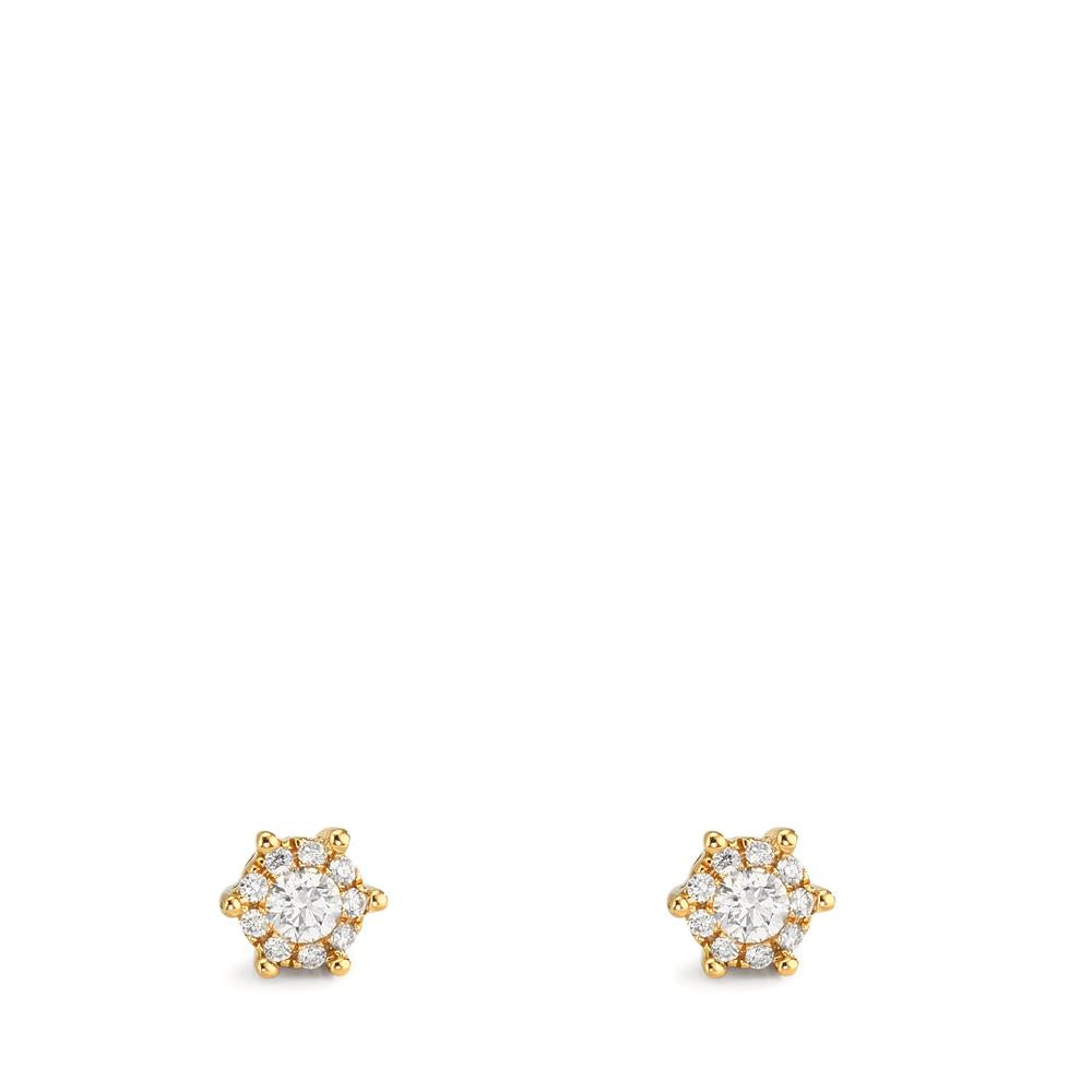 Oorknoppen 750/18K geel goud Diamant 0.17 ct, 2 Steen, w-si Ø4.5 mm