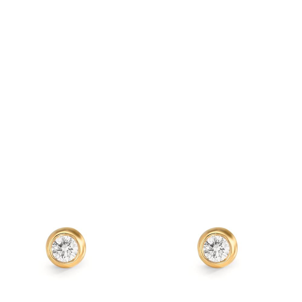 Clous d'oreilles Or jaune 18K Diamant 0.10 ct, 2 Pierres, w-si Ø3.5 mm