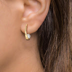 Klappcreolen 750/18 K Gelbgold Süsswasserzuchtperle, 2 Perlen 6-6.5 mm