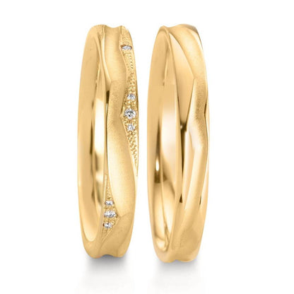 Partnerring 750/18 K Gelbgold Diamant 0.033 ct, 12 Steine, w-vsi