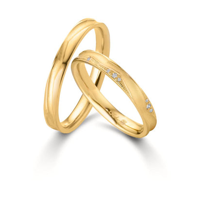 Partnerring 750/18 K Gelbgold Diamant 0.033 ct, 12 Steine, w-vsi