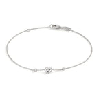 Bracelet Or blanc 18K Zircone 2 Pierres Coeur
