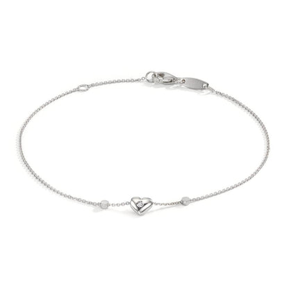 Armband 750/18K witgoud Zirkonia 2 Steen Hart