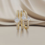 Bague solitaire Or jaune 18K Diamant blanc, 0.30 ct, brillant, w-si, Diamant blanc, 0.20 ct, 18 Pierres, brillant, w-si