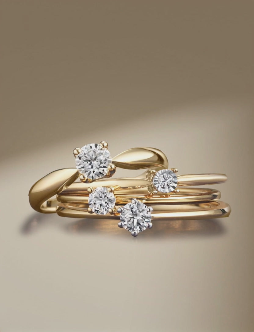 Solitär Ring 750/18 K Gelbgold Diamant 0.10 ct, w-si