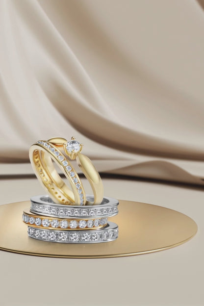 Memory Ring 750/18 K Weissgold Diamant weiss, 1 ct, 28 Steine, Brillantschliff, w-si