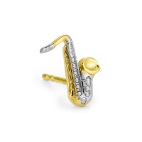 Oorknop 1 stuk 750/18 krt geel goud Saxofoon-188246