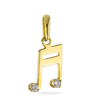 Hanger 750/18 krt geel goud Diamant 0.04 ct, 2 Steen, w-pi1 Muzieknoot-516579