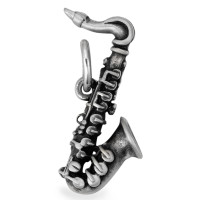 Pendentif Argent Patinée Saxophone