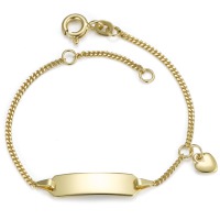 Graveer armband 585/14 krt geel goud Hart 12-14 cm-554686