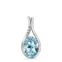 Hanger 750/18K krt witgoud Topaas blauw, [oval], Diamant wit, 0.015 ct, 3 Steen, [Brillant], w-si-558134