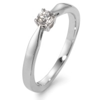 Solitaire ring 750/18K krt witgoud Diamant wit, 0.15 ct, w-si