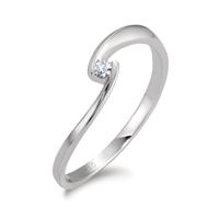 Solitaire ring 750/18K krt witgoud Diamant wit, 0.04 ct, [Brillant], w-si