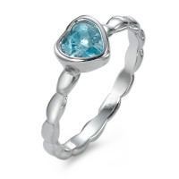Ring Zilver Zirkonia blauw Gerhodineerd Hart-567928