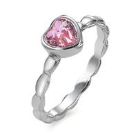 Ring Zilver [synth. Rubin] roze Gerhodineerd Hart-567931