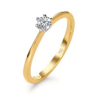 Solitaire ring 750/18 krt geel goud, 750/18K krt witgoud Diamant 0.15 ct, w-si-570861