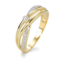 Ring 375/9 krt geel goud Zirkonia wit, 13 Steen-583654