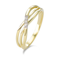 Ring 375/9 krt geel goud Diamant wit, 0.025 ct, 3 Steen, [Brillant], p1-583671