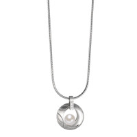 Chaînette avec pendentif Acier inoxydable Zircone perle d'eau douce 42 cm
