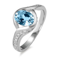 Ring Zilver Topaas blauw Gerhodineerd-588756