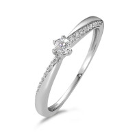 Solitaire ring 750/18K krt witgoud Diamant 0.15 ct, 21 Steen, w-si-589821