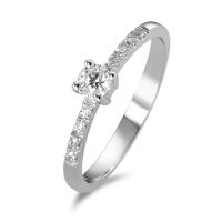 Solitaire ring 750/18K krt witgoud Diamant 0.19 ct, 9 Steen, w-si