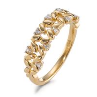 Ring 750/18 krt geel goud Diamant 0.05 ct, 9 Steen, [Brillant], w-si Bi-color-594948
