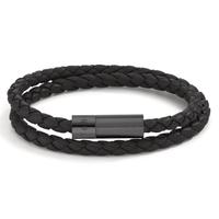Bracelet Cuir, Acier inoxydable noir PVD 19 cm