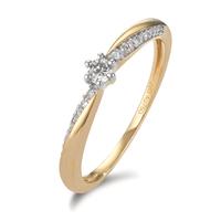 Solitaire ring 750/18 krt geel goud Diamant 0.15 ct, 21 Steen, w-si-601277