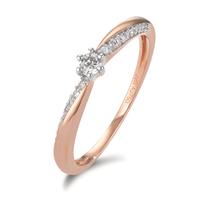 Solitaire ring 750/18 krt rood goud Diamant 0.15 ct, 21 Steen, w-si-601278