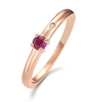 Bague solitaire Or rouge 750/18 K Rubis 2 Pierres