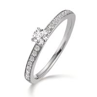 Solitaire ring 950 Platina Diamant 0.34 ct, 17 Steen, w-si-606743